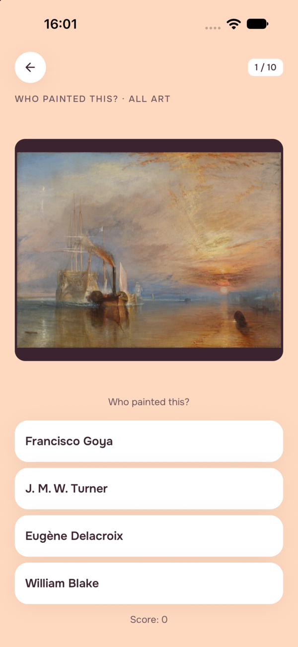 Wer hat das gemalt? Turners Fighting Temeraire mit vier Künstlern zur Auswahl